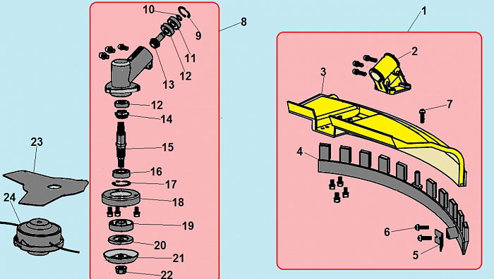 8 РЕДУКТОР - КОЖУХ ТРИММЕР CHAMPION T333S-2