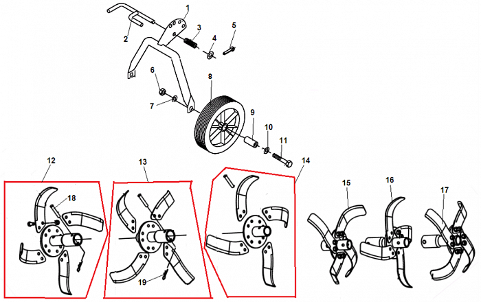 5  ФРЕЗЫ КУЛЬТИВАТОР CHAMPION BC6612H