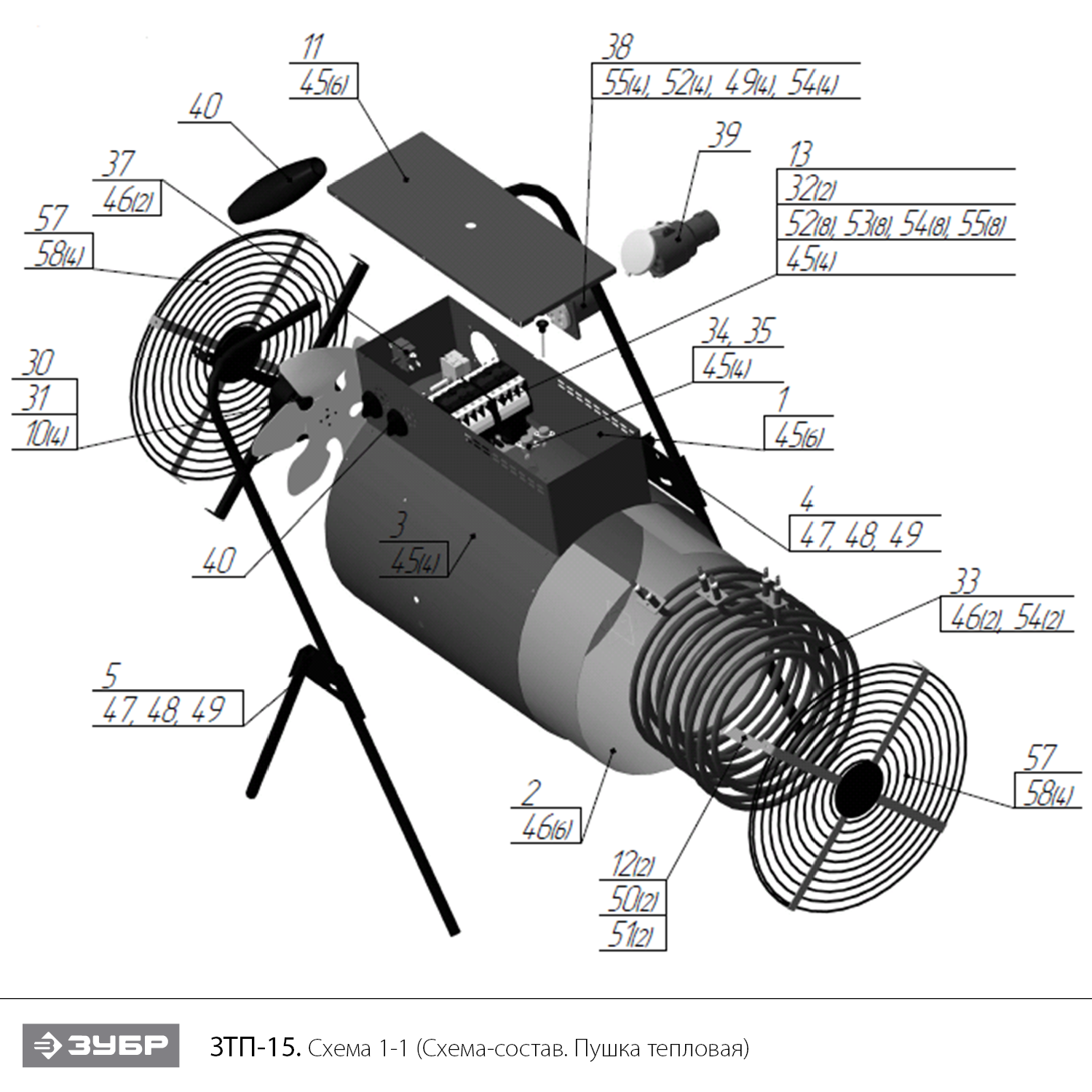 Пушка тепловая, круглый корпус ЗТП-15