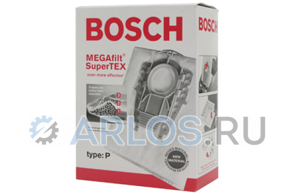 Набор мешков микроволокно MEGAfilt SuperTEX Type P BBZ52AFP2 для пылесоса Bosch, Siemens 462586